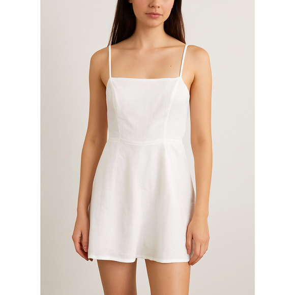 REFORMATION Linen Mini Dress Square Neck Spaghetti Strap 8 - Picture 1 of 8